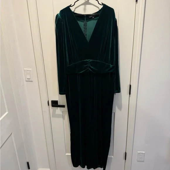 Eloquii Jumpsuit Deep Green Long Sleeve Dress - Picture 1 of 6